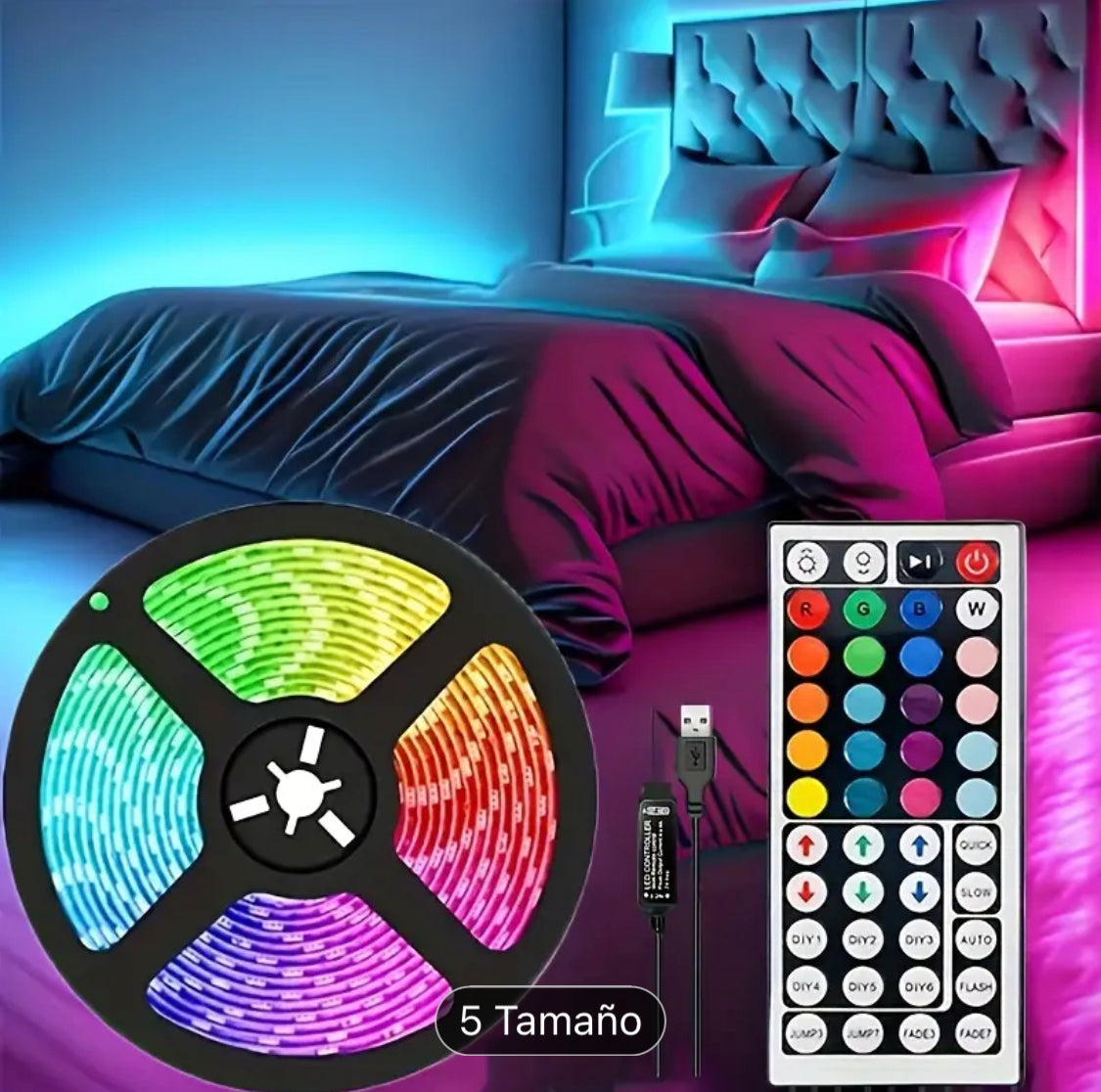 Bann Limyè LED RGB ak Kontwòl Remote – Dekore espas ou ak style!