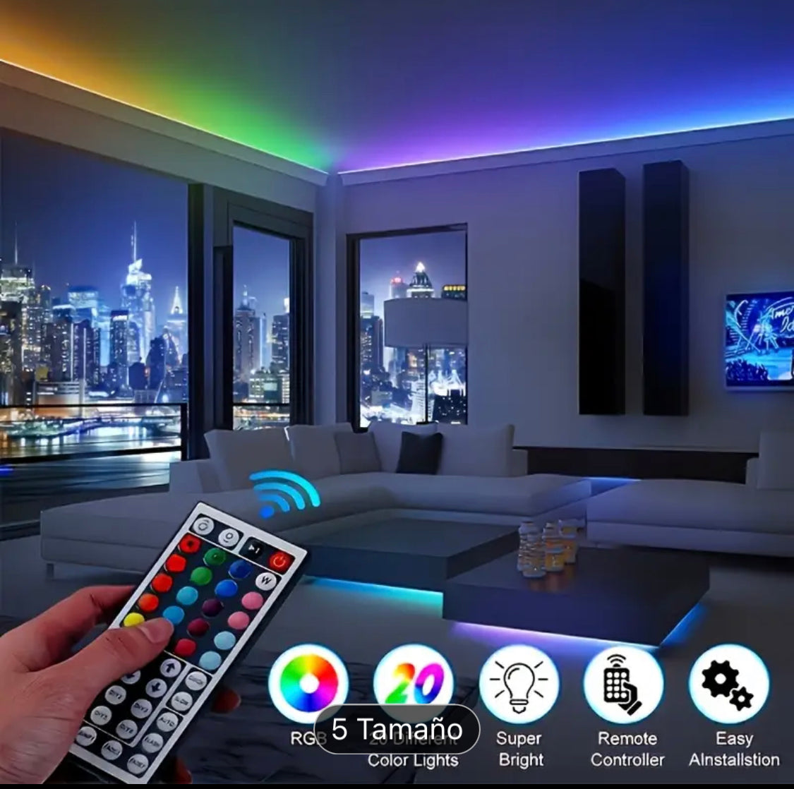 Bann Limyè LED RGB ak Kontwòl Remote – Dekore espas ou ak style!