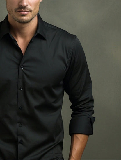 Chemise manches longues noire pour hommes