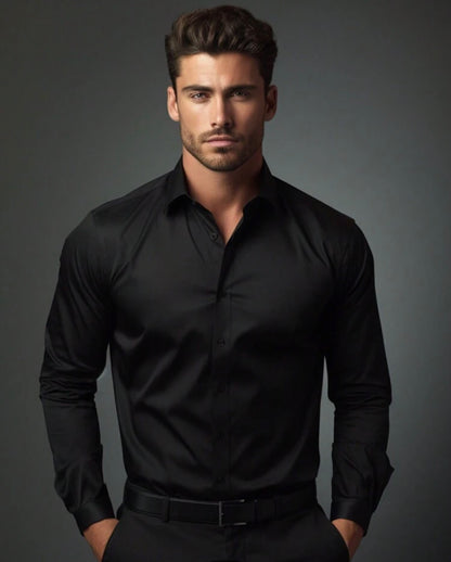 Chemise manches longues noire pour hommes